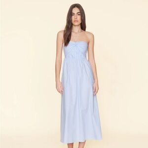 Xirena Pale Sky Blue Cotton Poplin Twist-Front Halter Midi Dress - Small